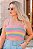 Cropped Tricot Canelado Decote Quadrado Listrado Colorido - Imagem 2