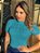 Blusa de Tricô Feminina Manga Curta Gola Alta - Tricot Básico Casual Versátil - Imagem 9
