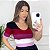 Cropped Tricot Modal Manga Curta Listrado V Neck - Conforto e Estilo no Verão - Imagem 7