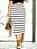 Saia Tricot Modal Midi Tubinho Listrada Feminina - Imagem 8