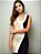 Vestido Curto Tricot Modal Split com Decote V e Detalhes em Duas Cores - Imagem 6