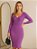 Vestido Midi Tricot Canelado Manga Longa Gola V - Imagem 1