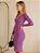 Vestido Midi Tricot Canelado Manga Longa Gola V - Imagem 6