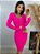 Vestido Midi Tricot Canelado Manga Longa Gola V - Imagem 3