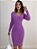 Vestido Midi Tricot Canelado Manga Longa Gola V - Imagem 4