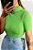 Blusa Canelada Tricot Manga Curta Gola Alta Rosa Pink - Tamanho M - Imagem 5