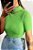 Blusa Canelada Tricot Manga Curta Gola Alta Rosa Pink - Tamanho M - Imagem 2