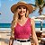 Cropped Regata Feminina Tricot Alça Fina Trancinhas Tendência Verão - Imagem 3