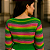 Cropped Tricot Listrado Feminino Decote Canoa Manga Longa - Imagem 6