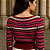 Cropped Tricot Listrado Feminino Decote Canoa Manga Longa - Imagem 8