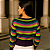 Cropped Tricot Listrado Feminino Decote Canoa Manga Longa - Imagem 9