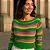 Cropped Tricot Listrado Feminino Decote Canoa Manga Longa - Imagem 3