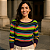 Cropped Tricot Listrado Feminino Decote Canoa Manga Longa - Imagem 1