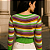 Cropped Tricot Listrado Feminino Decote Canoa Manga Longa - Imagem 7