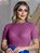 Blusa Tricot Canelado Neon Manga Bufante Básica - Imagem 1