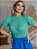 Blusa Tricot Canelado Neon Manga Bufante Básica - Imagem 4