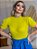 Blusa Tricot Canelado Neon Manga Bufante Básica - Imagem 5