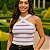 Cropped Tricot Modal Cruzado Listrado - Veste 36 ao 40 - Imagem 1