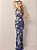 Vestido Longo Sereia Floral Azul em Viscolycra Decotado com Bojo - Imagem 1