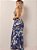 Vestido Longo Sereia Floral Azul em Viscolycra Decotado com Bojo - Imagem 2