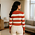 Blusa de Tricô Feminina Manga Longa Gola V Listrada - Imagem 12