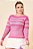 Blusa de Tricô Feminina Manga Longa Listrada Decote Canoa - Imagem 1