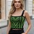 Cropped Tricot Feminino Detalhe Listra em V Decote - Imagem 1