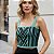 Cropped Tricot Feminino Detalhe Listra em V Decote - Imagem 7