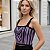 Cropped Tricot Feminino Detalhe Listra em V Decote - Imagem 5