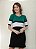 Vestido Curto com Fenda em Tricot de Elastano Listrado - Imagem 1