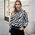 Blusa Tricot Manga Longa Zebra - Estilo Animal Print Ousado para o Inverno - Imagem 1