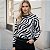 Blusa Tricot Manga Longa Zebra - Estilo Animal Print Ousado para o Inverno - Imagem 3