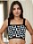 Cropped Feminino Tricô Xadrez com Corações - Tendência Verão - Imagem 4