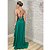 V054 Vestido De Festa Mulet Com Alças Finas E Decote V - Verde Esmeralda - Imagem 2