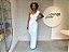 V041 Vestido Longo Um Ombro Alfaiataria - Off White - Imagem 1