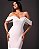 VCK 1006 Vestido De Noiva Longuete Decote Coração Com Mangas Ombro A Ombro Elegante - Minimalista Off White - Imagem 2