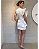 VCK 3003 Vestido Curto Com Manga Babado De Um Lado Ziper Nas Costas E Gola Alta - Off White - Imagem 3