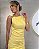 VCK 8010 Vestido Longuete Decote Assimetrico Com Leve Franzido No Quadril E Saia Reta - Amarelo - Imagem 3