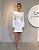 VCT 60343 Vestido Curto Decote Redondo Mangas Longas Com Ombreiras E Laço Nas Costas - Off White - Imagem 1