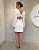 VCT 60343 Vestido Curto Decote Redondo Mangas Longas Com Ombreiras E Laço Nas Costas - Off White - Imagem 2