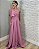 V051 Vestido De Festa Longo Decote Coração De Um Ombro Com Laço - Rosa - Imagem 1