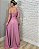 V051 Vestido De Festa Longo Decote Coração De Um Ombro Com Laço - Rosa - Imagem 2