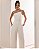 VCK 9009 Macacão Tomara Que Caia Decote Assimetrico E Pantalona Elegante - Off White - Imagem 3