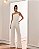VCK 9009 Macacão Tomara Que Caia Decote Assimetrico E Pantalona Elegante - Off White - Imagem 1