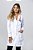Jaleco Feminino Gabardine Acinturado Branco com detalhes em viés colorido - Imagem 1