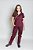 Scrub Feminino Sarja Vinho Com Viés Branco - Imagem 2