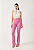 Calça Jeans Flare Alongodado Cintura Hot Pants DenimZero Rosa - Imagem 1