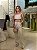 Conj. Cropped/Pantalona Cinto Palha Open ! - Imagem 1