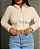 Jaqueta Cropped Feminina Teddy Couro Fake Manga Longa - Imagem 4