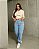 Jaqueta Cropped Feminina Teddy Couro Fake Manga Longa - Imagem 2